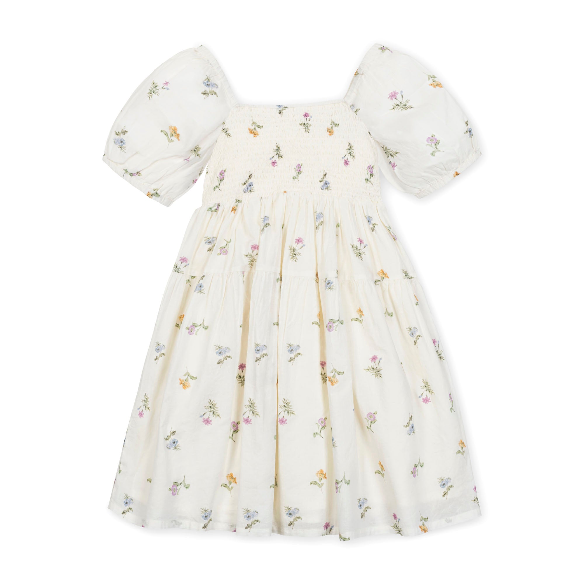 Organic Smocked Bubble Sleeve Dress