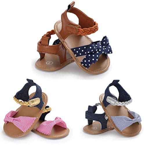 stylesilove Baby Toddler Girl Bowknot Sandals Soft Sole Anti-Slip Crib Shoes Prewalker 0-18M, 5 Colors