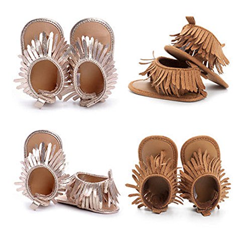 stylesilove Infant Baby Girl Soft Sole Moccasins Fringe Sandals Toddler Summer Fashion Shoes