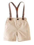 stylesilove Toddler Little Boys Classic Cotton Chino Shorts with Stripe Suspenders for Casual, Formal Wear, Special Occasions