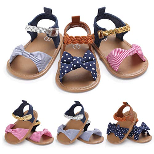 stylesilove Baby Toddler Girl Bowknot Sandals Soft Sole Anti-Slip Crib Shoes Prewalker 0-18M, 5 Colors