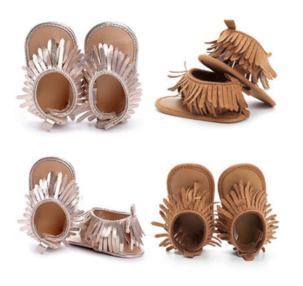 stylesilove Infant Baby Girl Soft Sole Moccasins Fringe Sandals Toddler Summer Fashion Shoes