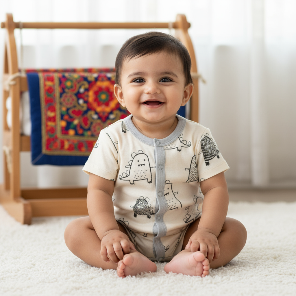 Unisex Baby Clothing – Cartoon Print Romper