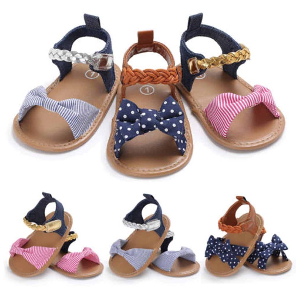 stylesilove Baby Toddler Girl Bowknot Sandals Soft Sole Anti-Slip Crib Shoes Prewalker 0-18M, 5 Colors