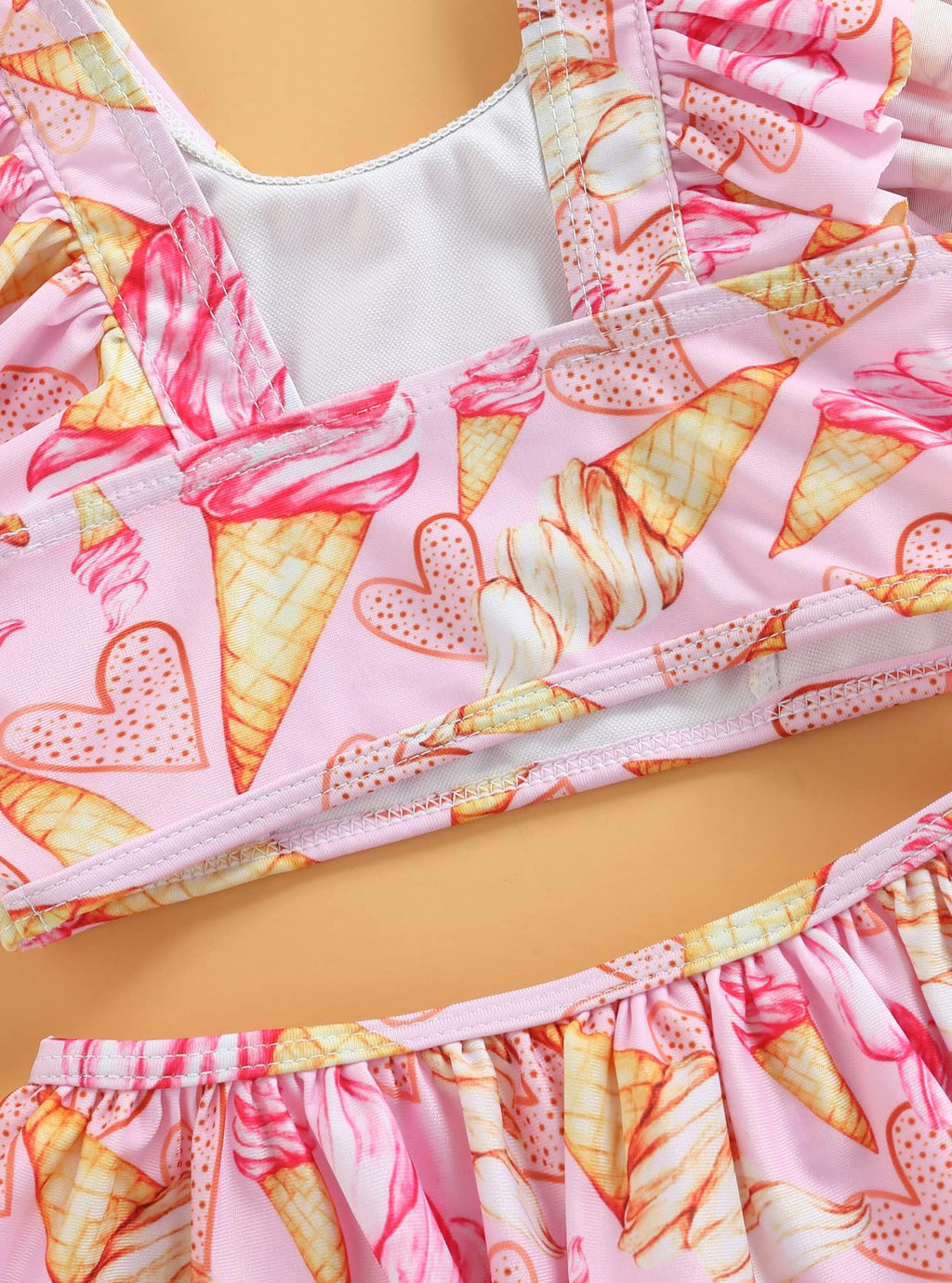 stylesilove Toddler Kid Girls Ice Cream Printed Ruffle 2pcs Bikini Set Flutter Tankini Swimsuit Bathing Suit Beach Swimwear