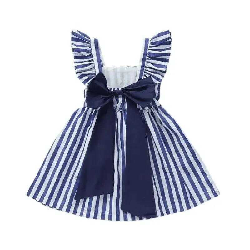 Toddler Girl Blue Striped Dress – Soft & Stylish Outfit