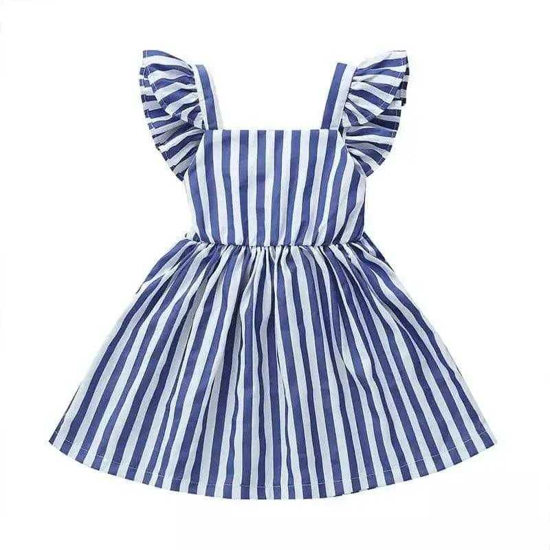 Toddler Girl Blue Striped Dress – Soft & Stylish Outfit