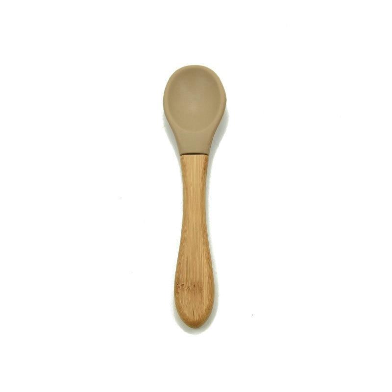 New Colors Baby Wooden Spoon Organic Silicone Tip Toddlers Infant Feeding Spoon Food Grade Material Soft Tableware