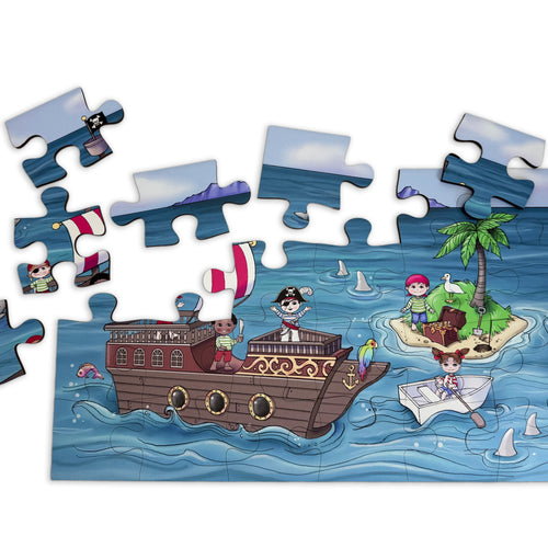 Ahoy! A 24-Piece Pirate Themed Puzzle for Toddlers & Preschoolers - 11"x19"