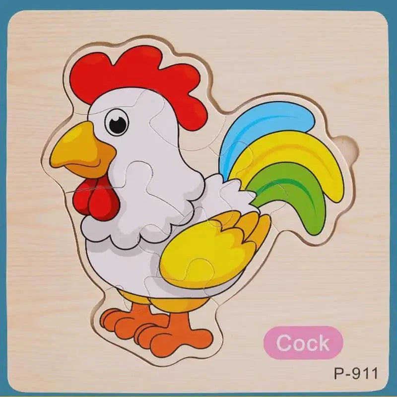 Montessori Games Baby Animals/traffic Kid's Cognition Puzzles Toys Wooden Cartoon Cognition Puzzle Toys Matching Education Game